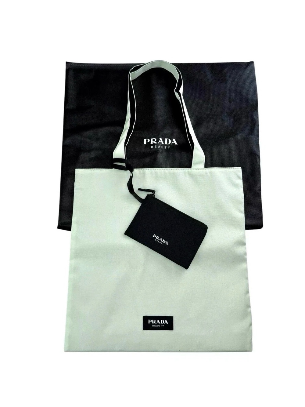 PRADA Beauty Reversible Tote Bag with Coin/Card Pouch – Black & Mint | New